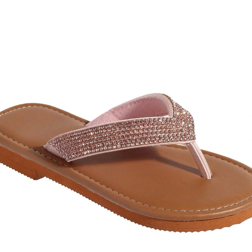 New Elli girl’s rhinestone flip flops. Size 1 - 2 (little girls) sandals pink